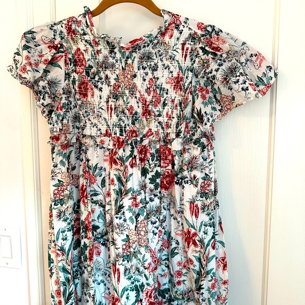 Janie and Jack Ruffle Neck Dress(red, green and white) bubble sleeves